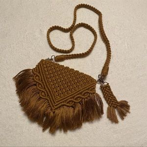 Beautiful handmade brand new boho gypsy macrame crossbody bag burnt oran…